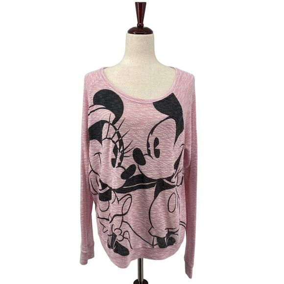 Disney Sweaters - Disney Parks XL Raglan Scoop Neck Slub Long Sleeve Sweater Mickey Minnie